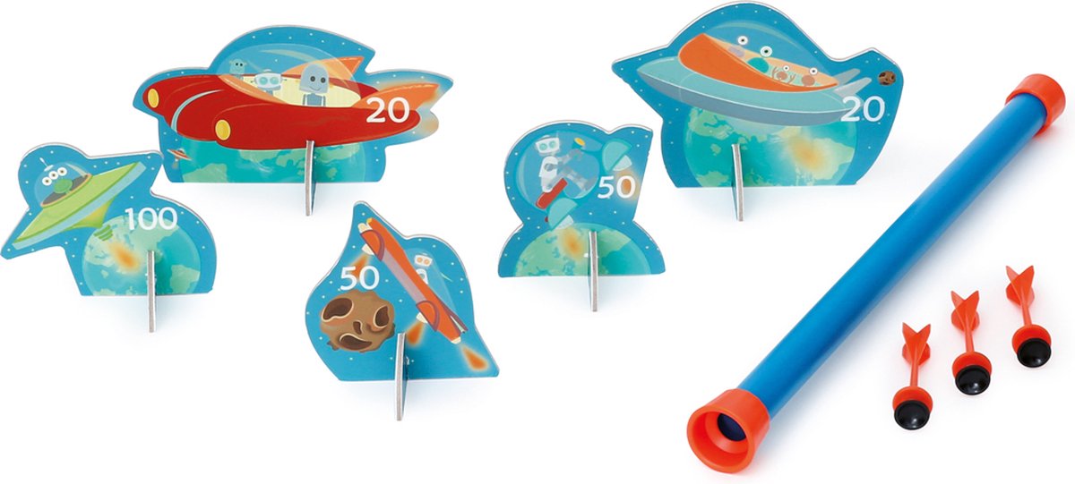 Sarbacane à gratter - espace - avec 5 robots et 3 flèches - 5 ans