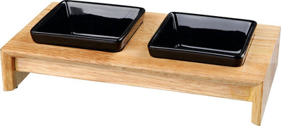 Trixie Feed Set Ceramics avec Base en bois noir