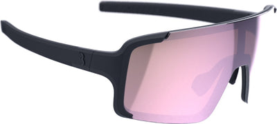 Bbb cycling chester lunettes de cyclisme étroites pour hommes et femmes - lunettes de sport pour visages étroits - lunettes de cyclisme avec grand verre - branches en caoutchouc - noir mat mlc rose - bsg-73