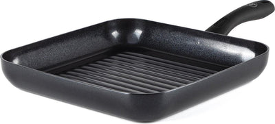 Poêle à griller diamant Greenchef 28x28 cm - revêtement antiadhésif sans PFA - poêle à griller à induction - poêle en céramique - passe au four jusqu'à 160°c - poignée de refroidissement - noir