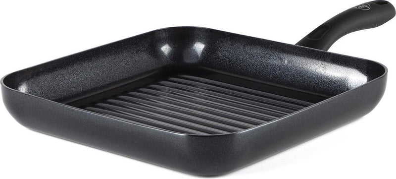 Poêle à griller diamant Greenchef 28x28 cm - revêtement antiadhésif sans PFA - poêle à griller à induction - poêle en céramique - passe au four jusqu'à 160°c - poignée de refroidissement - noir