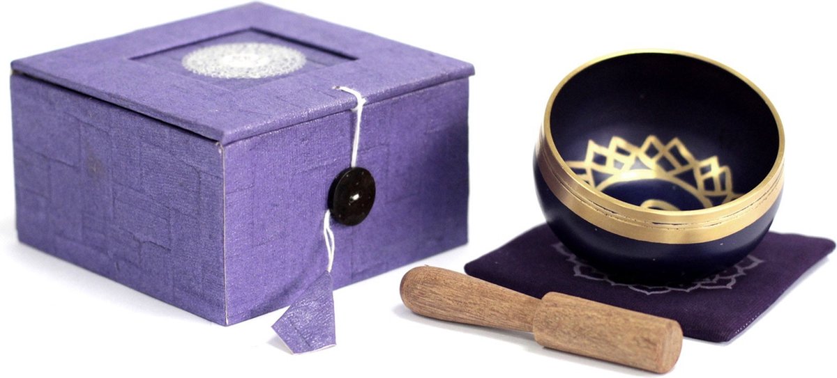 Chakra couronne du bol chantant de la sagesse ancienne - chakra violet - 8x8x5cm