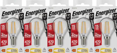 Lampe boule LED à filament économe en énergie Energizer - E14 - 5 watts - lumière blanc chaud - dimmable - 5 pièces