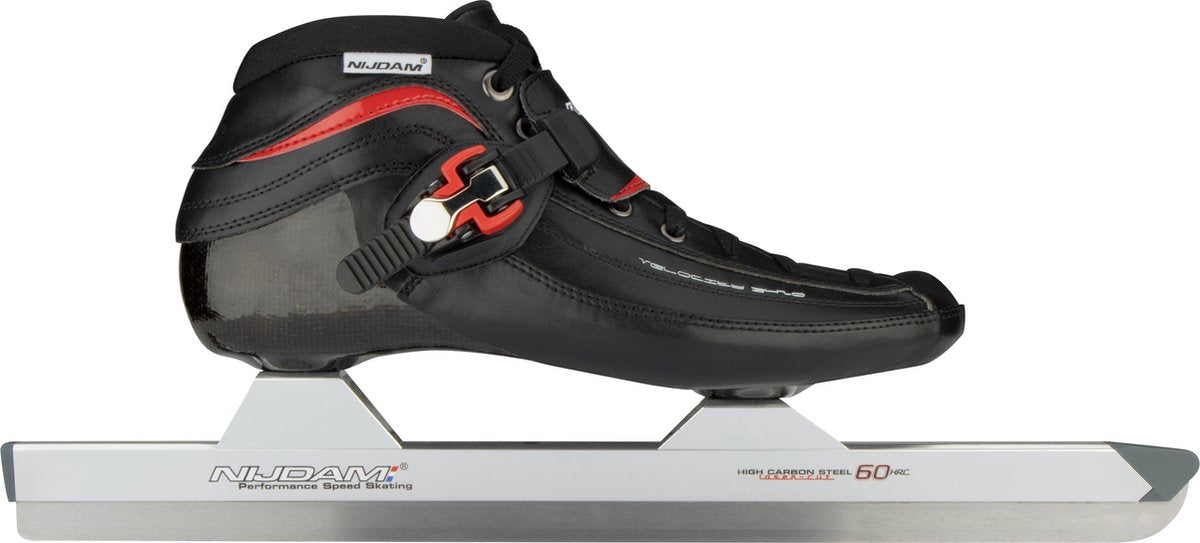 Nijdam patins de vitesse premium carbone - bas - noir rouge - taille 45