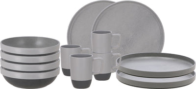 Service de table de camping Travellife vita gris 12 pièces - aspect céramique - mélamine robuste et résistante aux rayures