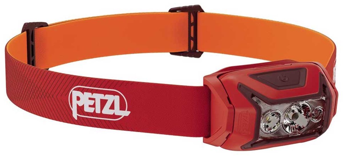 Petzl actik - lampe frontale - 450 lumens - légère et polyvalente - pour le camping, la randonnée et la course - rouge