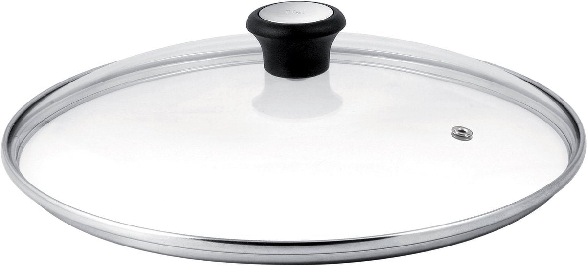 Tefal 28097912 couvercle rond noir, acier, transparent