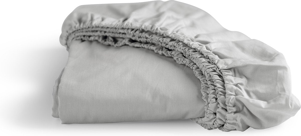 Cendrillon - week-end - drap-housse - convient pour sommier tapissier - 100% coton - 90x200 cm - hauteur de matelas jusqu'à 25 cm - gris clair