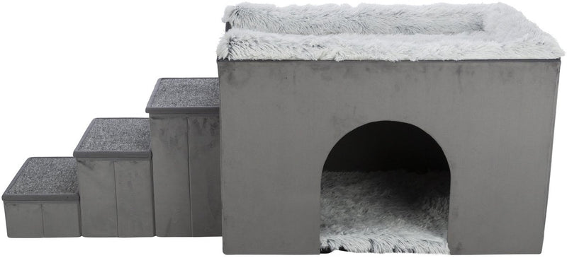 Trixie Dog Basket House Harvey avec un escalier blanc gris