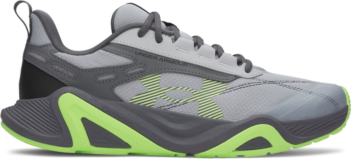 Chaussures de sport Under Armour UA Charged Commit TR 5-Gry pour hommes - Gris mod - Castle Rock - Lumos Lime