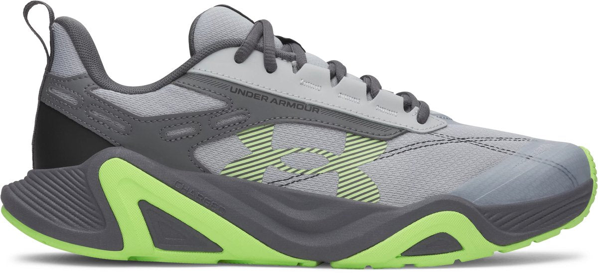 Chaussures de sport Under Armour UA Charged Commit TR 5-Gry pour hommes - Gris mod - Castle Rock - Lumos Lime