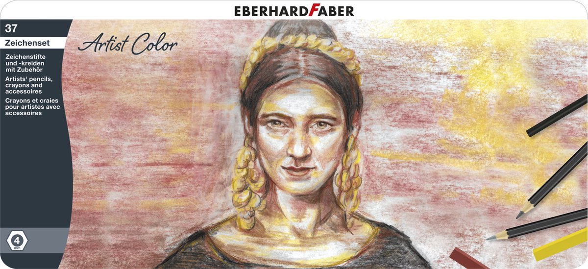 Ensemble de dessins Eberhard faber - couleur d'artiste - 37 pièces - dans un étui en métal - ef-516937