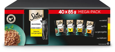 Nourriture pour chat Sheba - gourmandises - volaille en gelée - méga-pack 40x85g