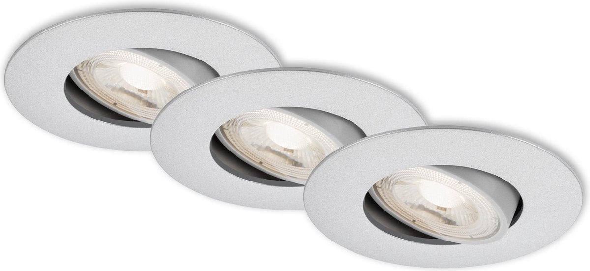 Briloner kulana - spots encastrés lot de 3 - luminaires encastrés orientables - 3 x LED 5w 460lm - couleur de la lumière : blanc chaud - profondeur d'installation : 30 mm - dimensions d'installation : 68 mm - produit : ø90 mm - chrome mat