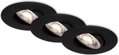 Briloner kulana - spots encastrés lot de 3 - luminaires encastrés orientables - 3 x LED 5w 460lm - couleur de la lumière : blanc chaud - profondeur d'installation : 30 mm - dimensions d'installation : 68 mm - produit : ø90 mm - noir