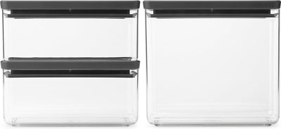 Conteneurs de conservation Brabantia savoureux+ - empilables - 1,5 + 1,5 + 3,5 l - gris foncé