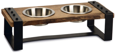 Conçu par Lotte Karinto bol de nourriture pour chien - service de table - bol de nourriture pour chien bol à boire - bois métal - 2x350ml - taille s