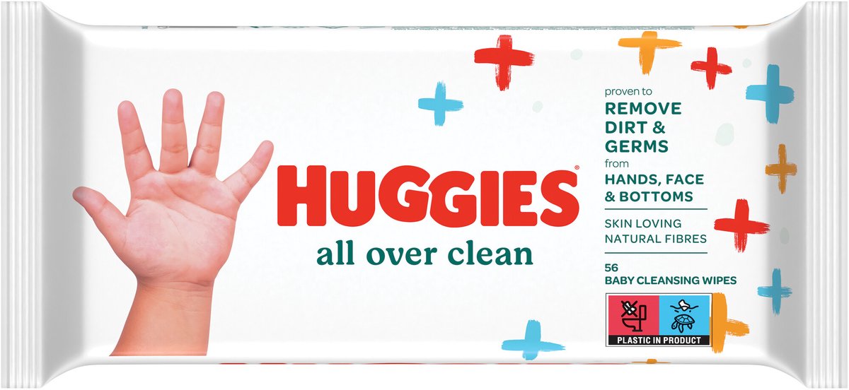 Huggies – lingettes nettoyantes pour bébé – 1x56 pièces – pour les fesses, les mains et le visage