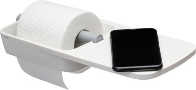 Tiger tess - porte-rouleau papier toilette avec étagère - autocollant - ruban adhésif 3m - perçage - blanc gris clair