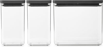 Conteneurs de conservation Brabantia savoureux+ - empilables - 1,6 + 1,6 + 3,5 l - gris foncé