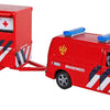 Brigade de pompiers du transporteur Kids Globe Globe VW avec remorque