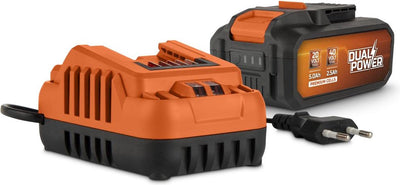 Powerplus ensemble de chargeurs de batterie double puissance powdp90640 - batterie 2x20v, 5,0ah, 2,5ah - pour appareils 20v 40v - chargeur 2a - pour batteries 20v 2x20v - plateforme de batterie