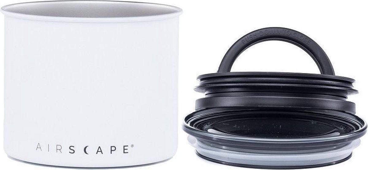 Design planétaire - paysage aérien - grains de café - bocaux de conservation - vide - café - acier - blanc mat - 250 grammes