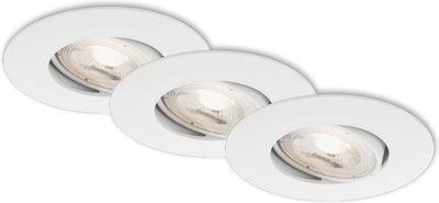 Briloner kulana - spots encastrés lot de 3 - dimmable - luminaires encastrés orientables - 3 x LED 5w 460lm - couleur de la lumière : blanc chaud - profondeur d'installation : 30 mm - dimensions d'installation : 68 mm - produit : ø90 mm - blanc