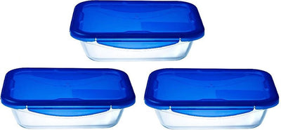 Pyrex - boîte à lunch Cook Go avec couvercle 800 ml lot de 3 pièces - bleu transparent