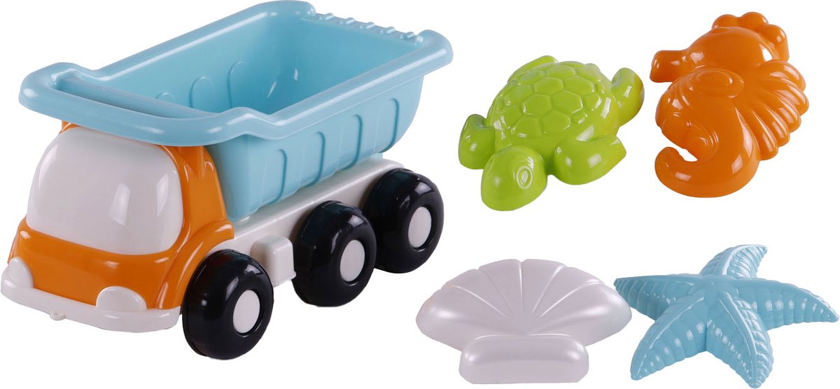 Toys Cavallino Cavallino Beach Kiepwagen avec 4 formes de sable bleu