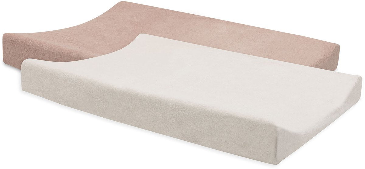 Housse de matelas à langer Jollein - 50x70cm - tissu éponge - ivoire rose sauvage - 2 pièces