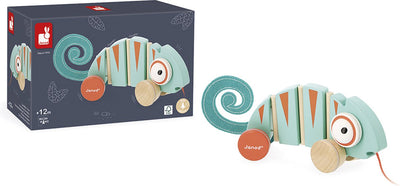 Janod - tropik - figurine à tirer en bois - caméléon