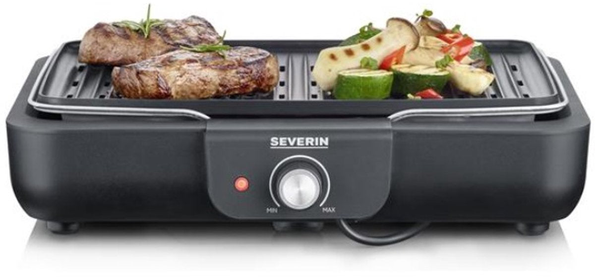 Severin pg 8556 - barbecue de table électrique - 2300 w - 230 °c - plaque de cuisson nervurée - inox noir