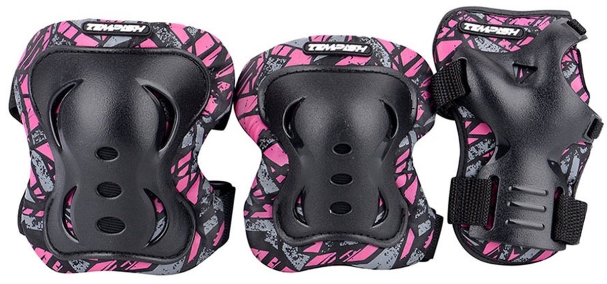 Tempish set de protection skate pour adultes - protège-poignets genouillères - rose - taille m