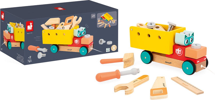 Janod - brico'kids - figurine à tirer camion - jouet à tirer 2 en 1