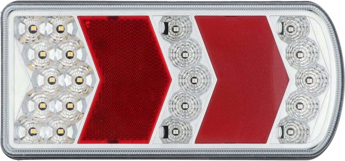 Feu arrière LED Carpoint - droit - 6 fonctions - clignotant, feu arrière, feu stop, feu de recul, réflecteur d'éclairage de plaque d'immatriculation - montage à vis 5 fils de liaison prémontés - dimensions 227x106 mm