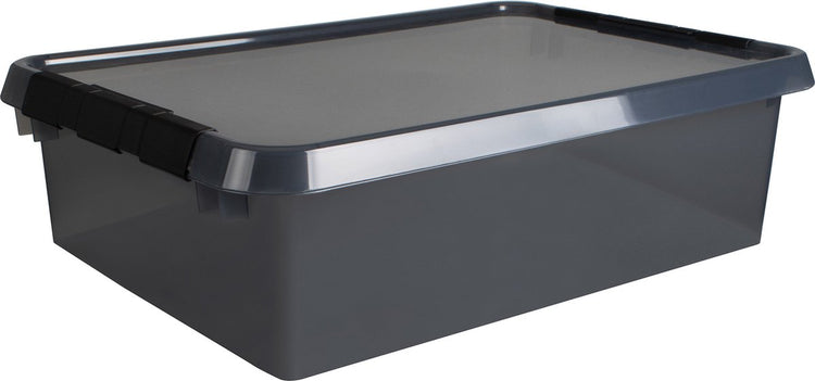 Boîte de rangement Comfort Line 32 litres transparent gris noir 60 x 40 x 18 cm | 2 pièces
