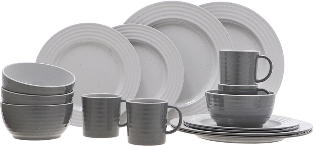 Service de table de camping Travellife Rota gris 16 pièces - mélamine robuste et résistante aux rayures - passe au lave-vaisselle