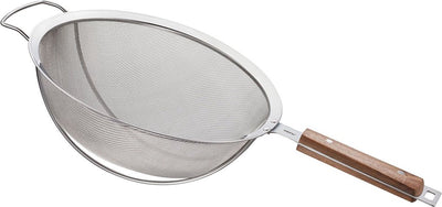 Passo Gefu – 24 cm – Tamis en acier inoxydable avec manche en noyer – Maille fine – Tamis de cuisine professionnel