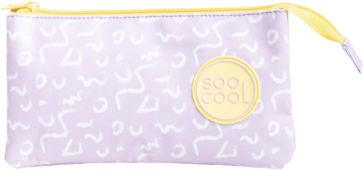 Ancor trousse scolaire lisse vide rectangulaire 3 compartiments lilas avec design - an-124941-d