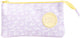 Ancor trousse scolaire lisse vide rectangulaire 3 compartiments lilas avec design - an-124941-d
