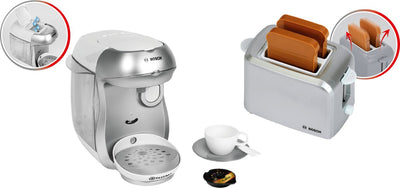 Klein Toys - Bosch Mini Toy Breakfast Set - Cafetière Tassimo - Grille-pain - Couleur Argent