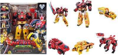 Héros quantiques dino star dino star - héros quantiques - figurines robots 6 en 1 - méga robots transformables - 28cm - raptor tron