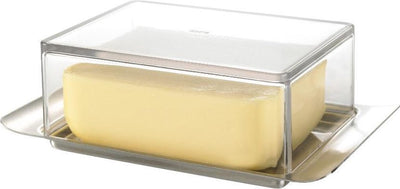 Beurrier Gefu Brunch 250 g – 18 x 12 cm – plastique inox – couvercle transparent