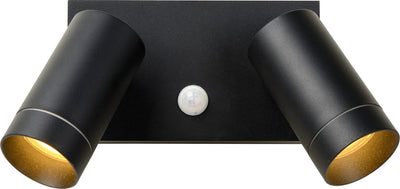 Lucide Taylor - applique murale spot intérieur extérieur - 2xGU10 - IP54 - détecteur de mouvement - noir