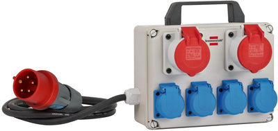 Répartiteur de courant compact Brennerstuhl BKV 2 4 T Répartiteur de courant de construction IP44 avec poignée de transport, env. Câble de 2 m, pour une utilisation extérieure continue IP44