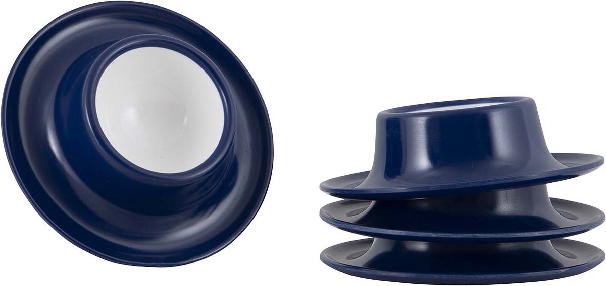 Gimex - ligne unie - coquetier - bleu blanc - 4 pièces