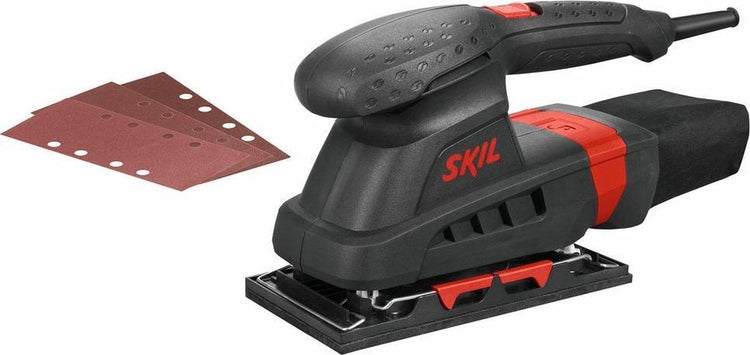 Ponceuse orbitale Skil 160w - ponceuse - surface de ponçage 92 x 185 mm - aspiration de poussière - avec pinces et Velcro - comprenant 3 feuilles de papier de verre - 7347 AA
