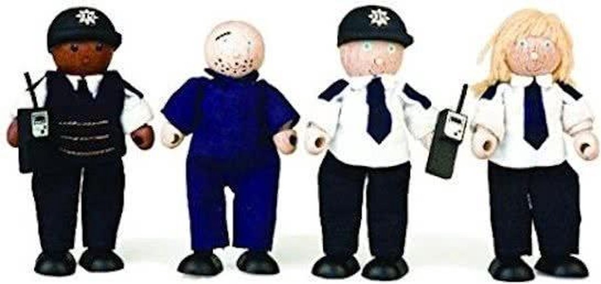 Tidlo Wooden Dollhouse Dolls Police and Crook, 4st.