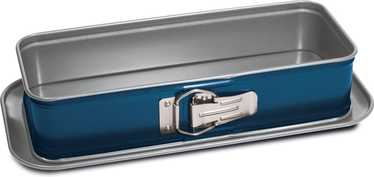 Guardini xbake moule à charnière - moule à gâteau - moule à gâteau - moule à gâteau - moule à charnière 30 cm - moule à charnière rectangle - moule à pâtisserie 30x11 cm - acier - bleu argent